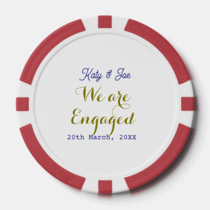 We are Engaged purple gold name date elegant simpl Poker Chips