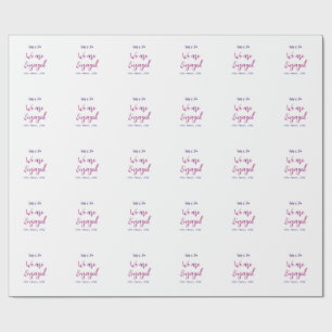 We are Engaged purple pink name date elegant simpl Wrapping Paper
