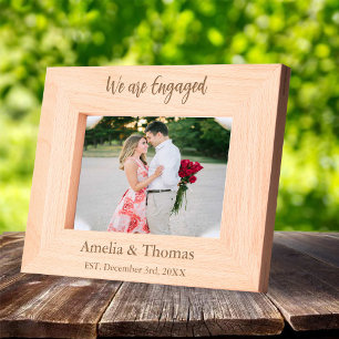 We Are Engaged Rustic Photo frame with Names