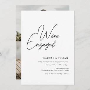 we are engaged simple photo engagement invitation