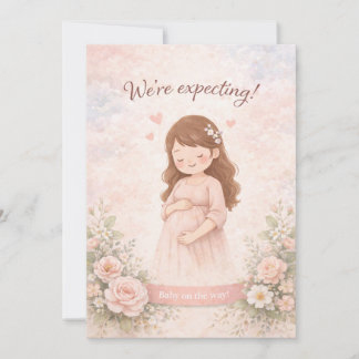 We Are Expecting a Baby Announcement Card Minimal 