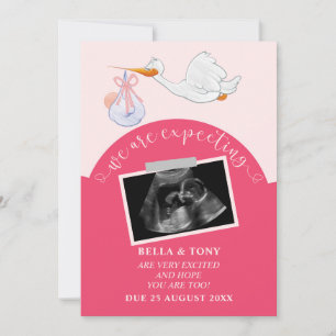 We Are Expecting Pink Pregnancy Sonogram Card