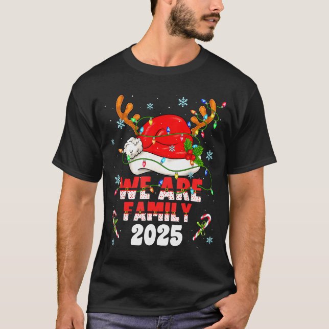 We Are Family 2025 Christmas Tree Santa Pjs Group  T-Shirt (Front)