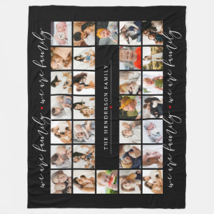 We Are Family 30-Photo Collage & Family Name Fleece Blanket