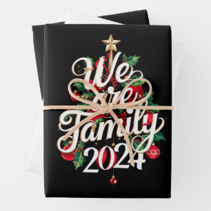 We Are Family Christmas 2024 Matching Pajama Wrapping Paper Sheet