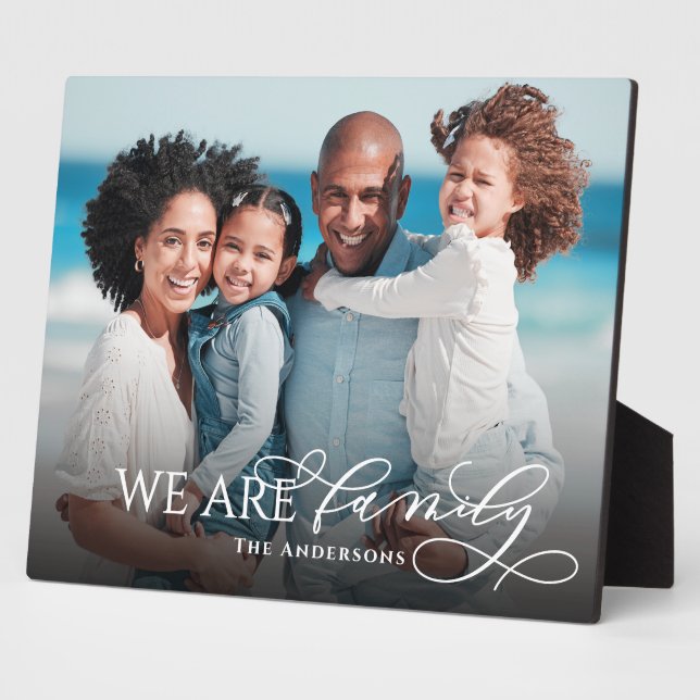We Are Family Handwritten Script Family Name Plaque (Side)