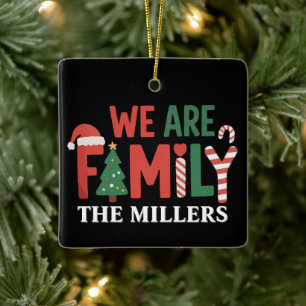 We Are Family Personalised Christmas Family Couple Ceramic Ornament