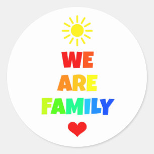 We Are Family Rainbow Sunshine Adoption Design Classic Round Sticker
