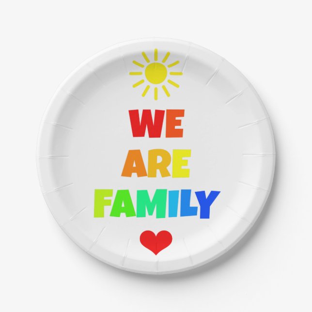 We Are Family Rainbow Sunshine Adoption Design Paper Plate (Front)