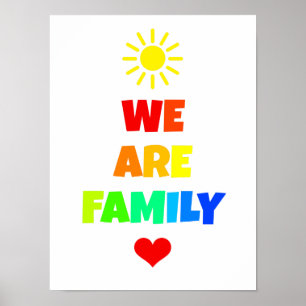 We Are Family Rainbow Sunshine Adoption Design Poster