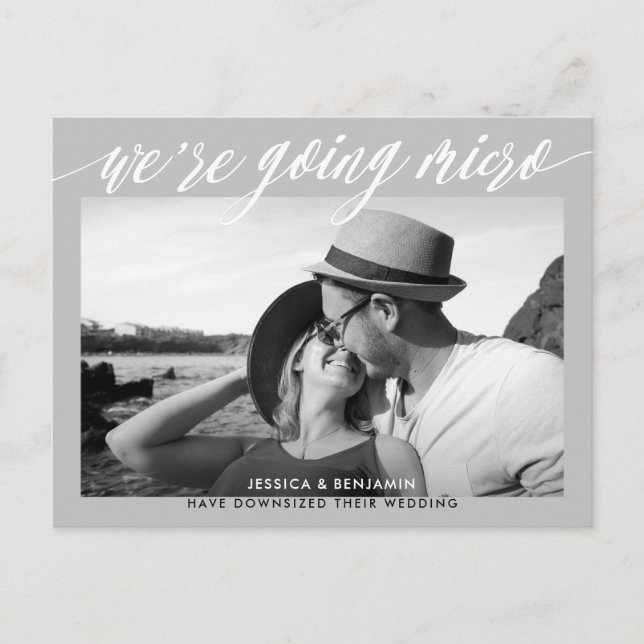 We Are Going Micro | Wedding Update Announcement Postcard (Front)
