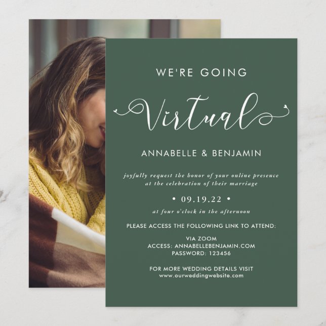 We Are Going Virtual Wedding Photo Invitation (Front/Back)