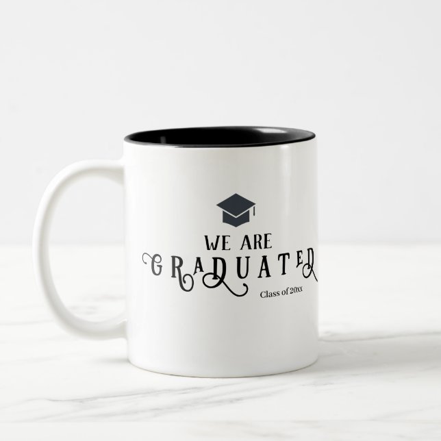 We Are Graduated Calligraphy Two-Tone Coffee Mug (Left)