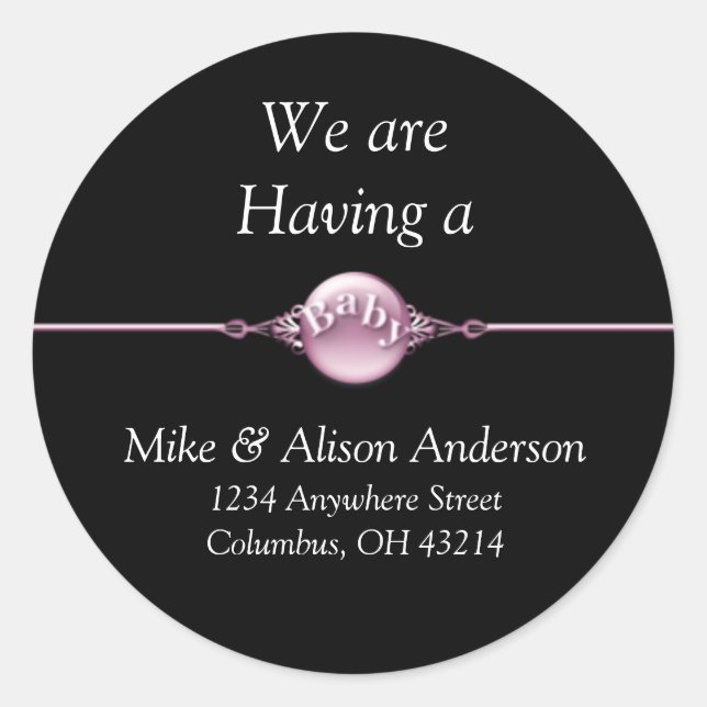 We are Having a Baby Round Return Address Labels (Front)