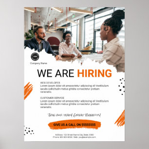 We Are Hiring Staff Custom BUSINESS logo Poster