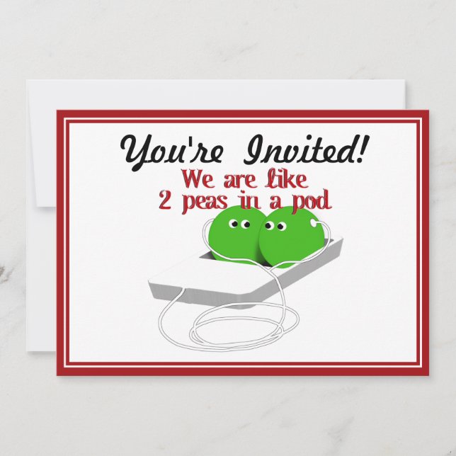 We are Like Two Peas in a Pod Invitation (Front)
