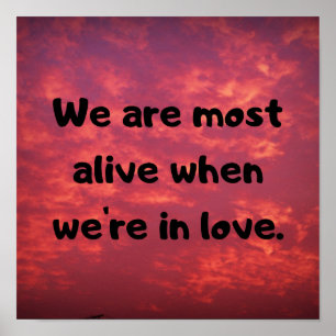 We are most alive when we're in love poster