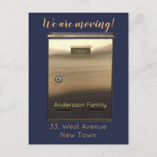 We Are Moving Golden Mailbox Custom Text Postcard