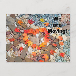 We are Moving! Postcards Announcement Heart Leaves