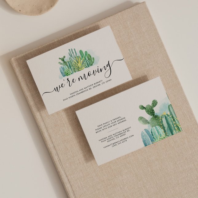 We Are Moving Watercolor Cacti Address Change Card (Creator Uploaded)