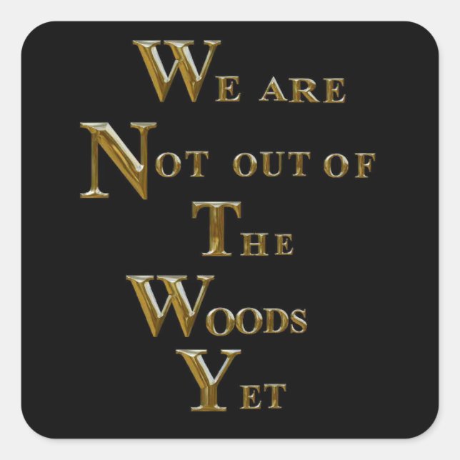 WE ARE NOT OUT OF THE WOODS YET SQUARE STICKER (Front)