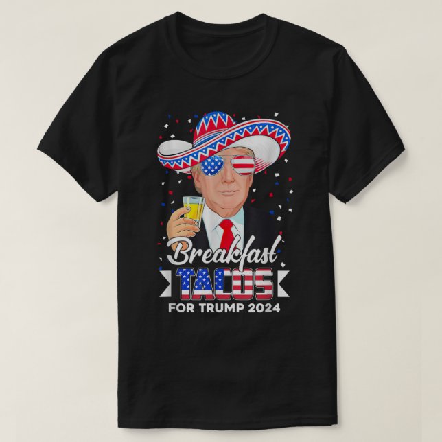 We Are Not Tacos American Flag Funny Trump Mexican T-Shirt (Design Front)
