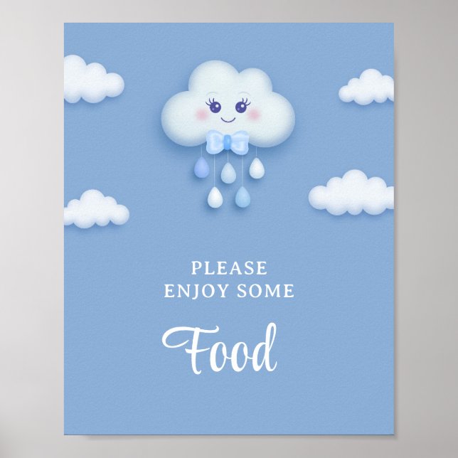 We are on cloud nine 9 boy baby shower food sign (Front)