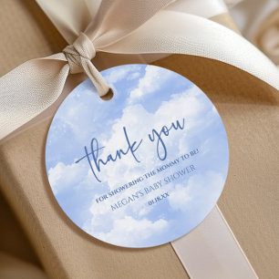 We Are On Cloud Nine Blue Baby Shower Favour Tags