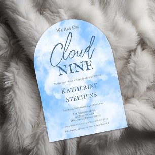 We Are On Cloud Nine Blue Boy Baby Shower Acrylic Invitations