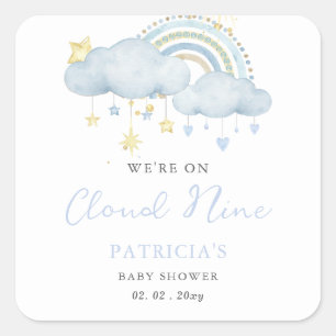 We are on Cloud Nine Boy Baby Shower  Square Sticker