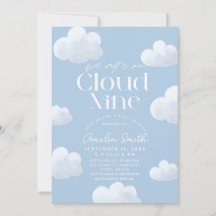 We are on Cloud Nine Modern Blue Cloud Baby Shower