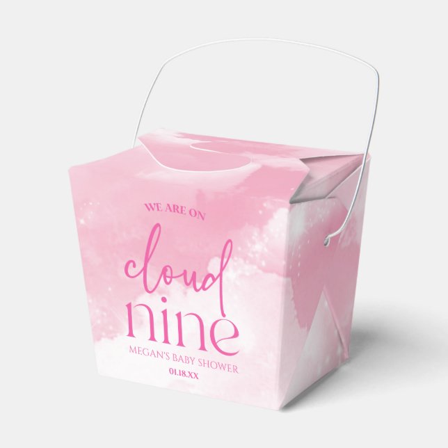 We Are On Cloud Nine Pink Baby Shower Favour Box (Front Side)
