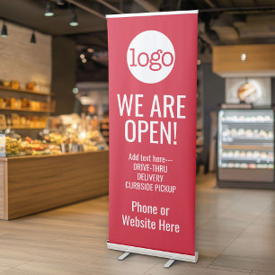 We Are Open - Add Logo and Details Retractable Banner