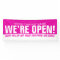 We are open beauty business pink white signage