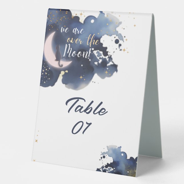 We are over the moon baby shower blue  (Front)