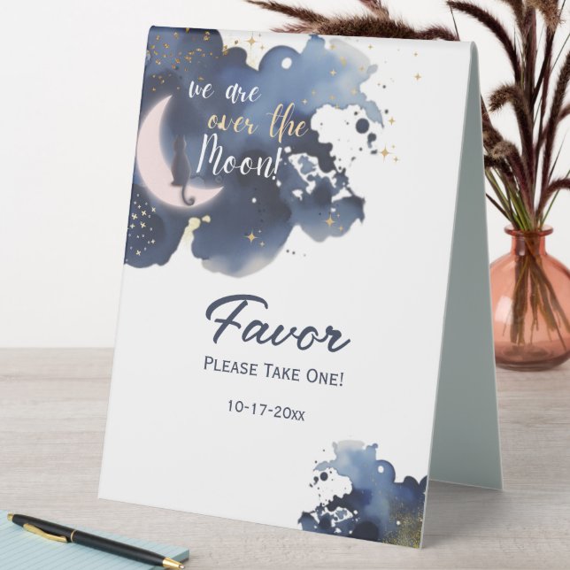 We are over the moon baby shower blue favour (In SItu (Table))