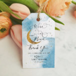 We Are Over The Moon Blue Gold Baby Shower  Gift Tags<br><div class="desc">Dreamy boy's baby shower favour tag featuring watercolor texture in blue on the back with faux gold glitter moon and stars. The text says "we're over the moon." "Thank you for celebrating with us."</div>