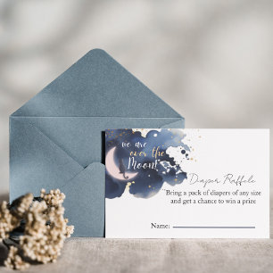 We are over the moon diaper raffle baby shower invitation