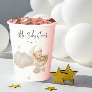 We Are Over The Moon Teddy Bear Baby Shower  Paper Cups
