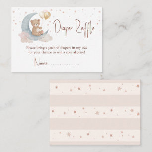 We Are Over The Moon Teddy Bear Diaper Raffle Card