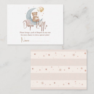 We Are Over The Moon Teddy Bear Diaper Raffle Card