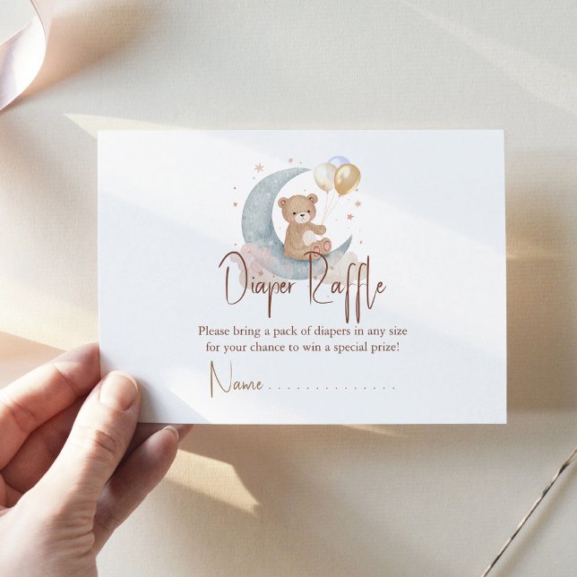 We Are Over The Moon Teddy Bear Diaper Raffle Card (Creator Uploaded)