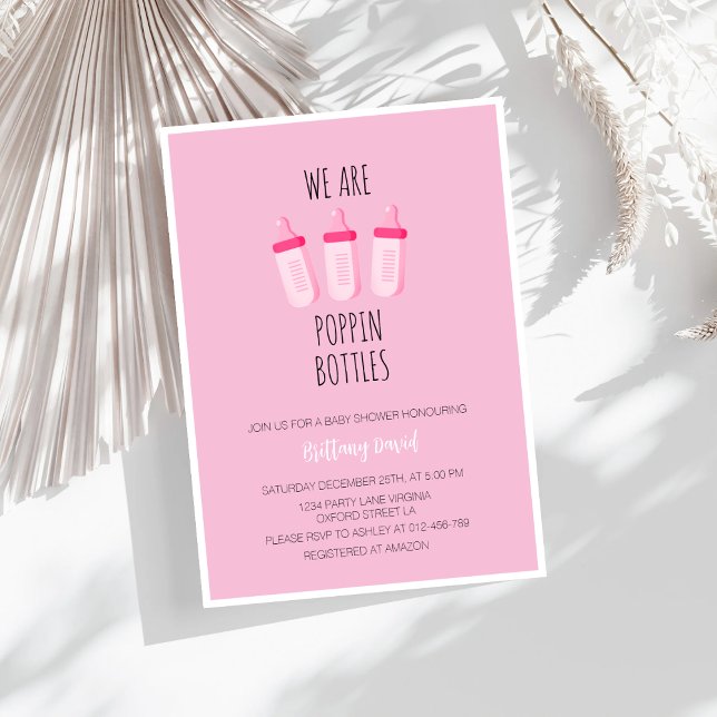 We Are Popping Bottles Pink Girl Baby Shower Invitation (Creator Uploaded)