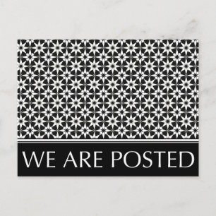 we are posted announcement : vintage pattern postcard
