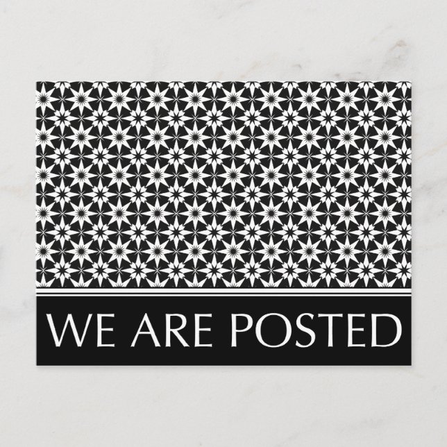 we are posted announcement : vintage pattern postcard (Front)