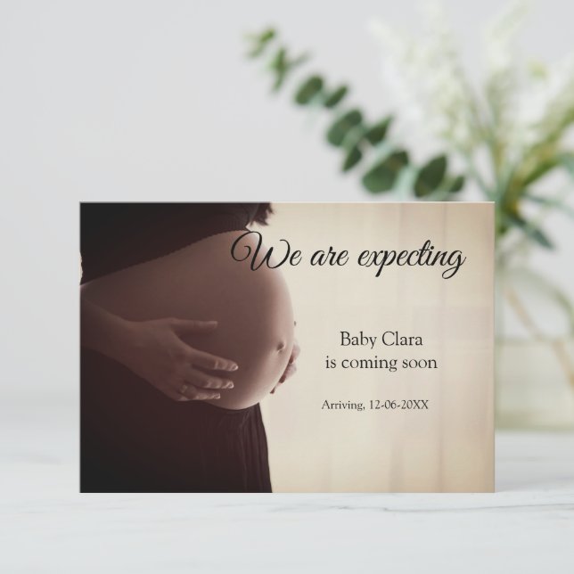we are pregnant add baby name date pregnancy  announcement (Standing Front)