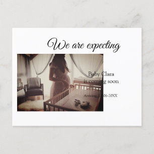 we are pregnant add baby name date pregnancy  postcard