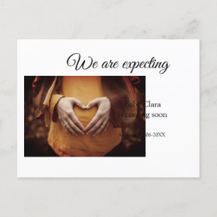 we are pregnant add baby name date pregnancy postcard