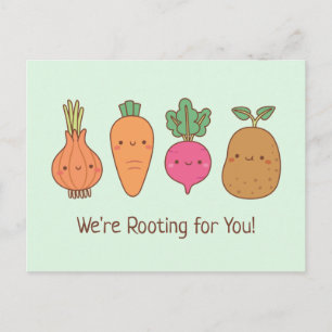 We Are Rooting For You Root Vegetables Funny Pun Postcard