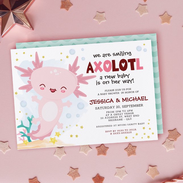 We Are Smiling Axolotl Baby Shower Invitation (Creator Uploaded)